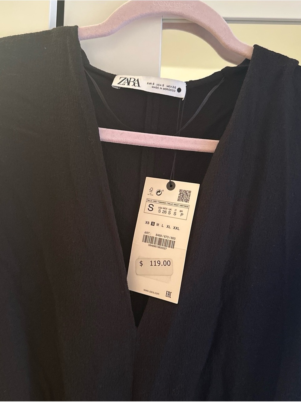 Zara black gathered midi dress size S - Picture 3 of 6